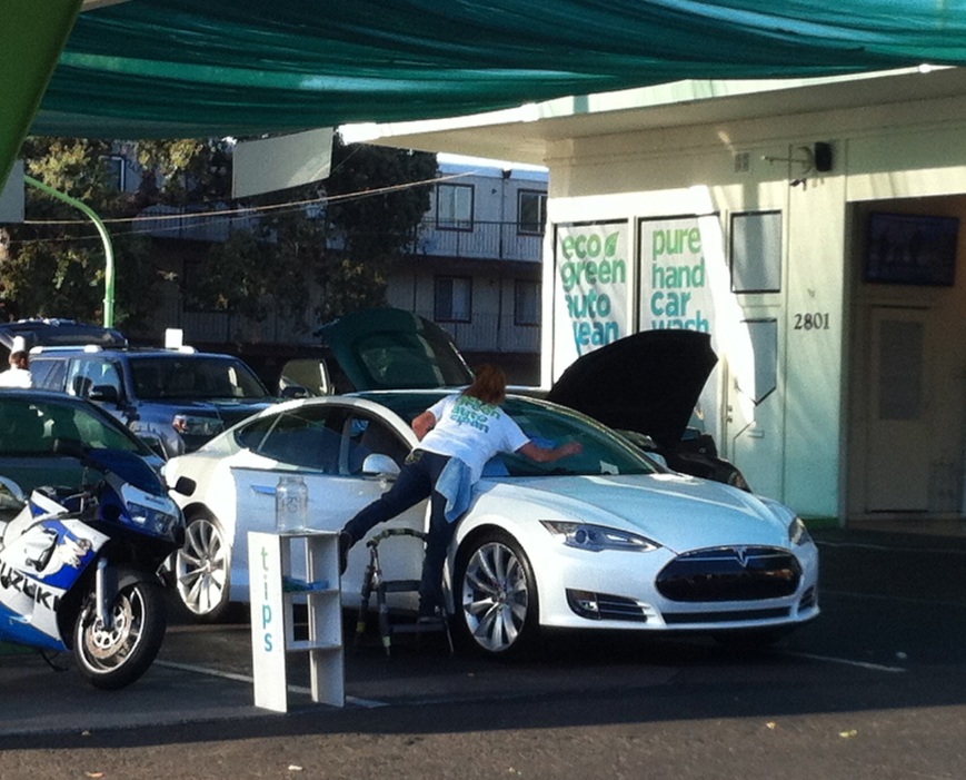 Eco Car Wash Cleaning Another Tesla